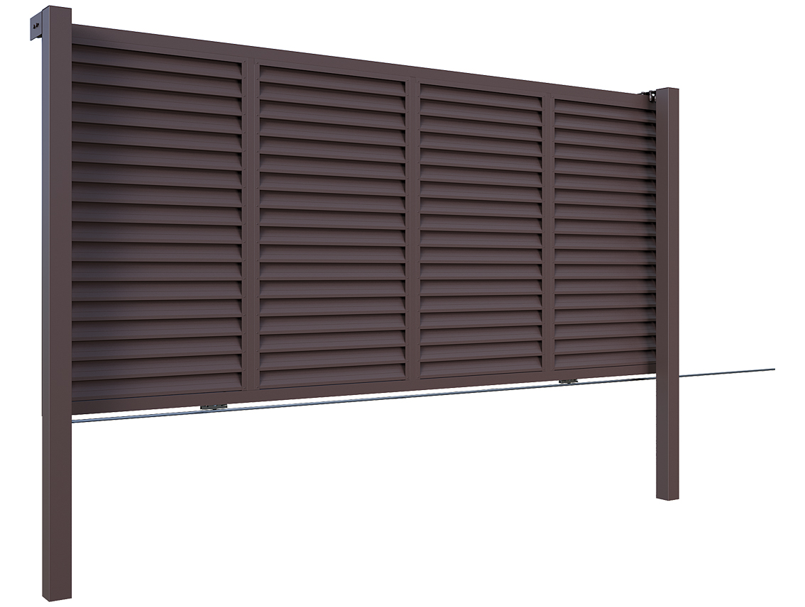 Louvered Sliding Gate with Posts Chocolate Brown - 1790x4000 mm
